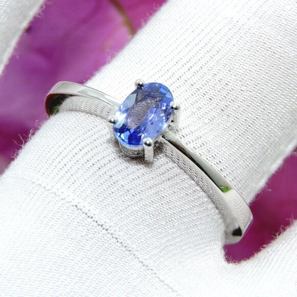 Tanzanite Gemstone Ring, Faceted Tanzanite Gemstone, Simple Design, Ring Size:-8 - Picture 4 of 4
